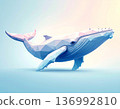 以幾何圖形表現的鯨魚低多邊形藝術 136992810