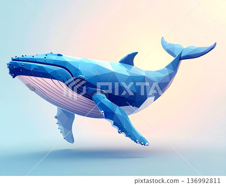 Low-poly art of a whale expressed in geometric forms Low-poly art of a whale expressed in geometric forms 136992811