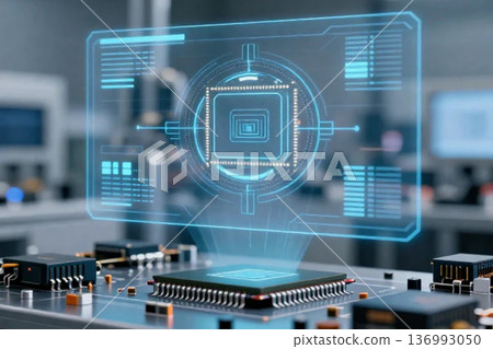 Image of AI semiconductor chip and digital interface 136993050
