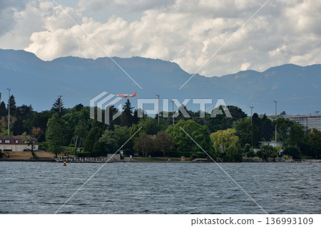 Geneva's lakeside view from Lake Geneva, photographed on August 15, 2022 136993109