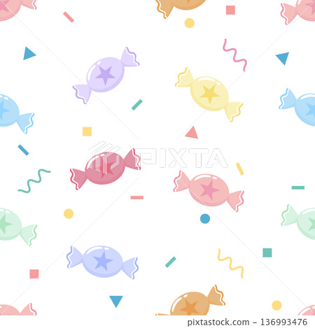 Cute Pastel Candy and Confetti Seamless Pattern Background Cute Pastel Candy and Confetti Seamless Pattern Background 136993476