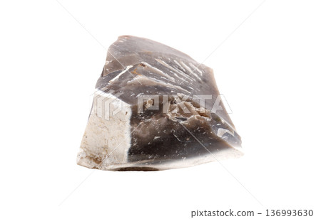 Polished Flint Stone on White Isolated Background 136993630