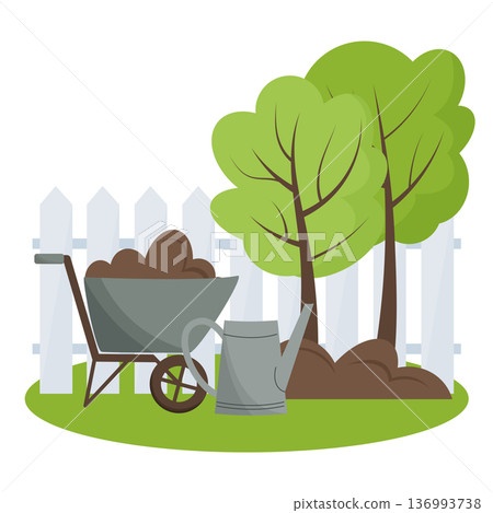 gardening illustration with green trees 136993738