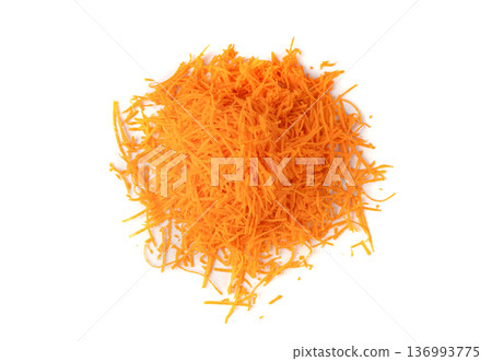 Fresh Finely Grated Carrots Isolated 136993775