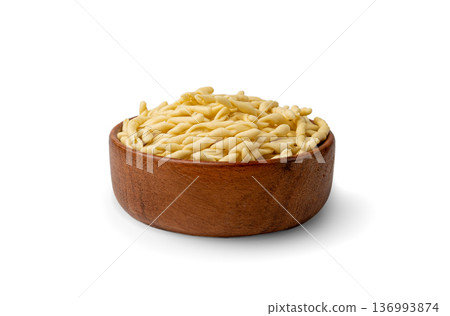 Raw Trofie Pasta, Dry Italian Macaroni, Traditional Genoa Food, Raw Noodle, Modern Ligurian Cuisine 136993874