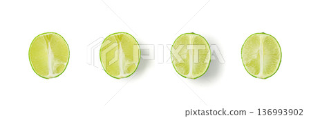 Squeezed lime isolated, squeezed out half green lemon on white background, burnout symbol Squeezed lime isolated, squeezed out half green lemon on white background, burnout symbol 136993902