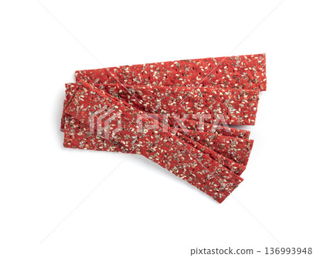 Beetroot crackers, thin rusk beet root bread Beetroot crackers, thin rusk beet root bread 136993948