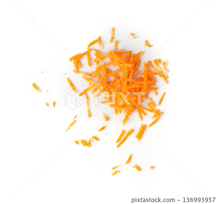 Fresh Finely Grated Carrots Isolated 136993957