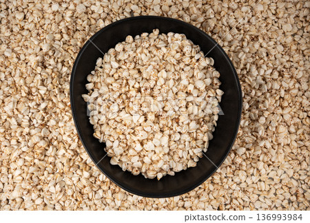 Puffed buckwheat textured background Puffed buckwheat textured background 136993984