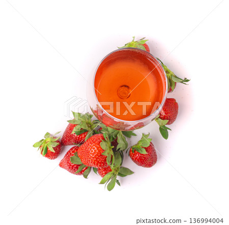 Strawberry pink wine, ripe straw berries with drink, red strawberri cocktail, delicious strawberry punch Strawberry pink wine, ripe straw berries with drink, red strawberri cocktail, delicious strawberry punch 136994004