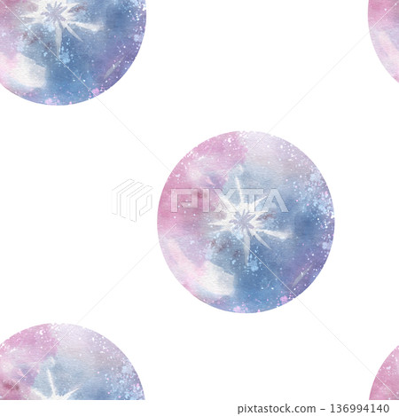 Seamless watercolor pattern with illustration of cosmic glass ball with lightning. Crystal sphere with pink and blue shades, white background. For mystical textiles, packaging, astrological decor Seamless watercolor pattern with illustration of cosmic glass ball with lightning. Crystal sphere with pink and blue shades, white background. For mystical textiles, packaging, astrological decor 136994140