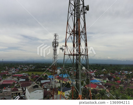 signal transmitter tower during the day signal transmitter tower during the day 136994211