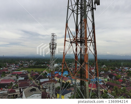 signal transmitter tower during the day signal transmitter tower during the day 136994214