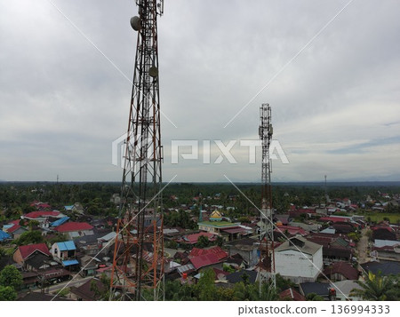signal transmitter tower during the day signal transmitter tower during the day 136994333