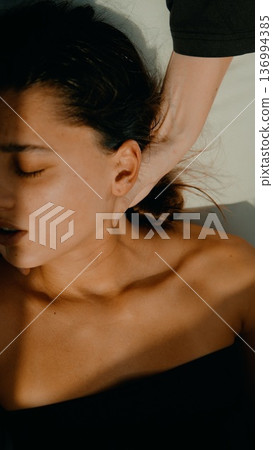 Comfortable room setup for relaxing neck and shoulder treatment Comfortable room setup for relaxing neck and shoulder treatment 136994385