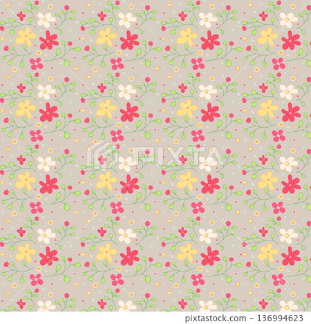 Cute Flower Repeat Pattern for Fabric Design Cute Flower Repeat Pattern for Fabric Design 136994623