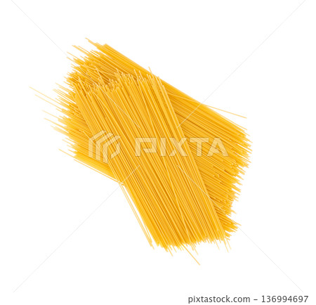 Raw spaghetti isolated, dry spagetti, long wheat noodles, uncooked italian macaroni bundle 136994697