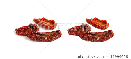 Dry Tomatoes, Sun Dried Pomodoro, Dehydrated Tomato In Olive Oil, Cured Sundried Vegetable Slices 136994698