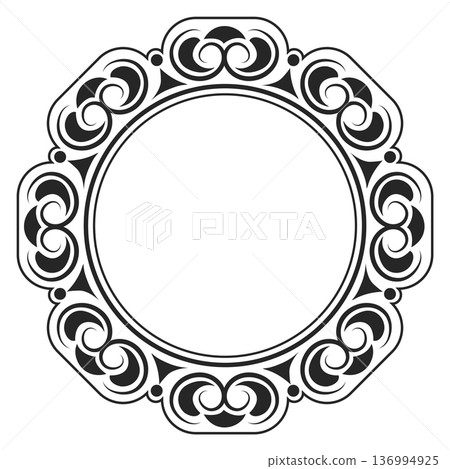 Antique round border with vintage pattern. Decorative frame Antique round border with vintage pattern. Decorative frame 136994925