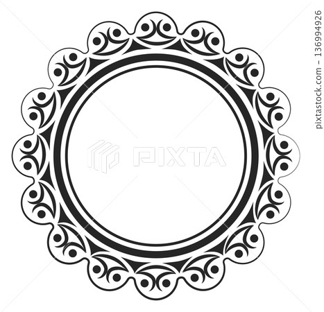 Vintage round frame. Blank doodle picture border Vintage round frame. Blank doodle picture border 136994926