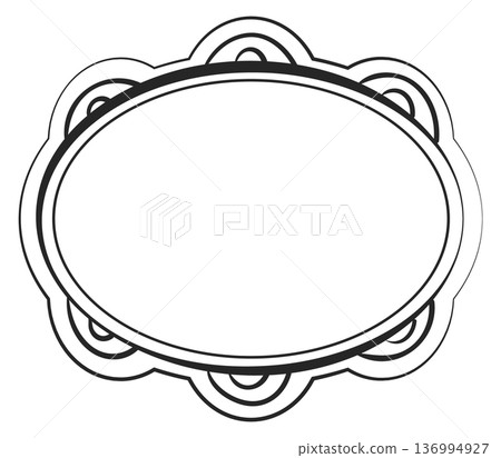 Doodle frame. Oval picture border in linear style Doodle frame. Oval picture border in linear style 136994927