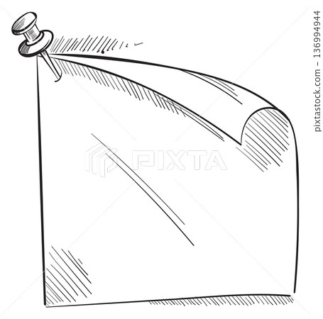 Sticking note pinned with push pin frame sketch 136994944