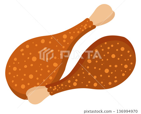Roasted chicken legs. Fried fast food icon Roasted chicken legs. Fried fast food icon 136994970