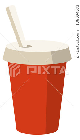 Takeaway drink in red plastic cup with straw cartoon icon Takeaway drink in red plastic cup with straw cartoon icon 136994973