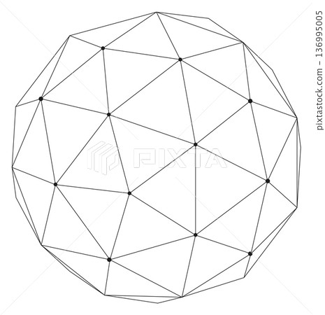 Polygonal sphere icon. Geometric mesh line logo Polygonal sphere icon. Geometric mesh line logo 136995005