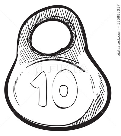 Kettlebell hand drawn icon. Power lifting sketch 136995017