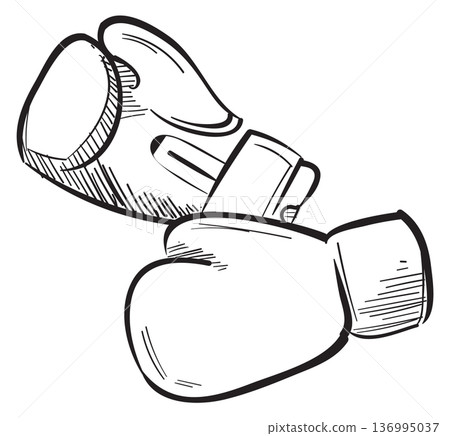 Boxing gloves sketch. Hand drawn fight equipment 136995037