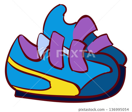 Kid sneakers pair color icon. Shoes doodle 136995054