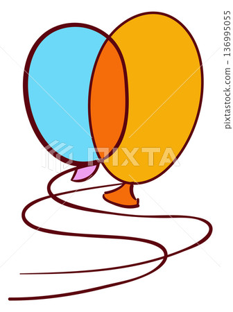 Color balloons doodle. Party decoration drawing icon 136995055
