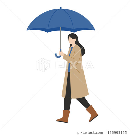 A woman walking with an umbrella 136995135