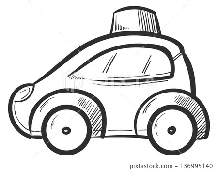 Car toy doodle. Hand drawn kid transport Car toy doodle. Hand drawn kid transport 136995140