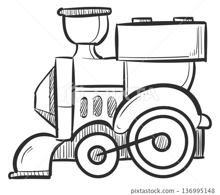 Locomotive toy doodle icon. Hand drawn train 136995148