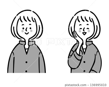 女人上半身向量(單色) 女人上半身向量(單色) 136995810