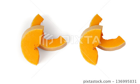 Butternut squash isolated on white. Raw fresh autumn pumpkin, ripe orange gourd 136995831