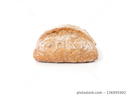 Brown rye bun, square gluten free bread, whole grain healthy breakfast bread Brown rye bun, square gluten free bread, whole grain healthy breakfast bread 136995902