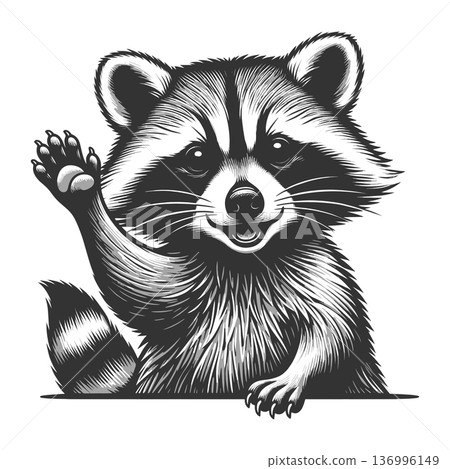 Cute Raccoon Waving Hand Cartoon vector Cute Raccoon Waving Hand Cartoon vector 136996149