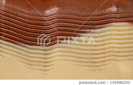 Layered milk and dark chocolate texture background Layered milk and dark chocolate texture background 136996203