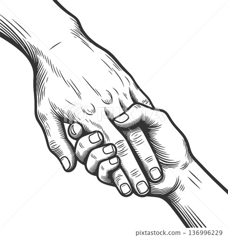 Parent and Child Holding Hands Closeup vector Parent and Child Holding Hands Closeup vector 136996229