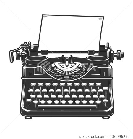 Typewriter Paper Sheet engraving sketch vector Typewriter Paper Sheet engraving sketch vector 136996233