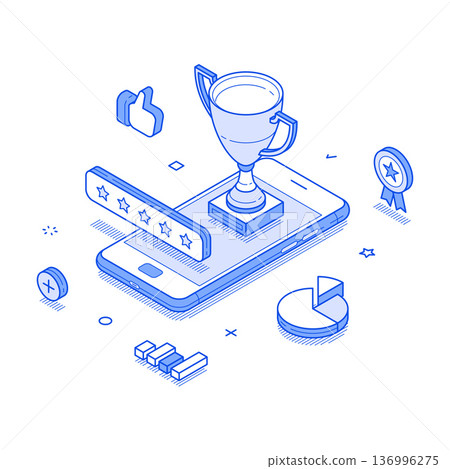 Feedback and recognition through digital platforms in a modern isometric design 136996275