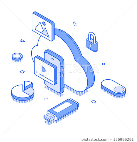 Cloud storage visualization featuring modern technology and data management concepts Cloud storage visualization featuring modern technology and data management concepts 136996291