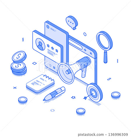 Modern Digital Marketing Tools for Business Growth Isometric Vector Illustration Modern Digital Marketing Tools for Business Growth Isometric Vector Illustration 136996309