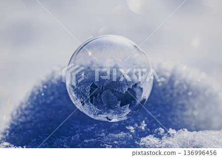 Ice balls and snow texture for minimalist winter background Ice balls and snow texture for minimalist winter background 136996456