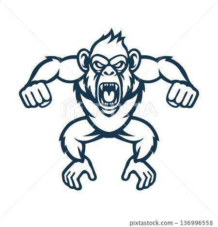 chimpanzee mascot logo vector design template simple and modern style eps 10 136996558