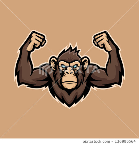 chimpanzee mascot logo vector design template simple and modern style eps 10 136996564