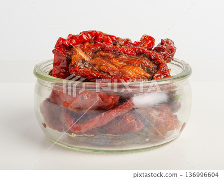 Dry Tomatoes, Sun Dried Pomodoro, Dehydrated Tomato In Olive Oil, Cured Sundried Vegetable Slices 136996604